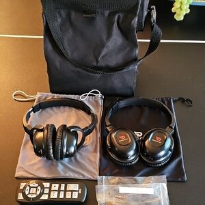 Black Wireless Headphones Set with Accessories